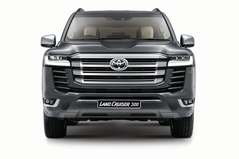 Toyota Land Cruiser 300 black luxury SUV front view