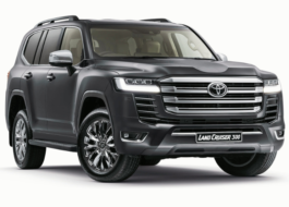 Toyota Land Cruiser 300 black luxury SUV front view