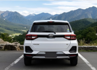 White Toyota Raize 2022 compact SUV parked on mountain road