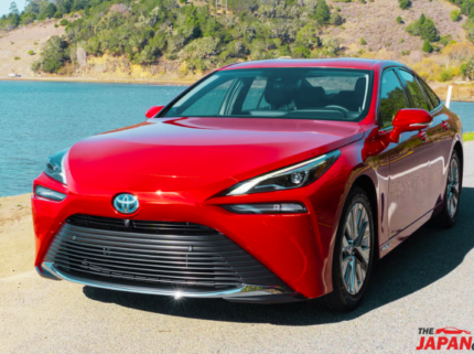 2021 Toyota Mirai hydrogen fuel cell sedan in red color