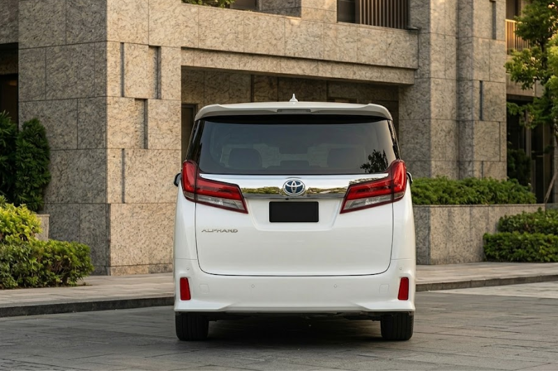 2023 Toyota Alphard luxury minivan in white parked in modern city